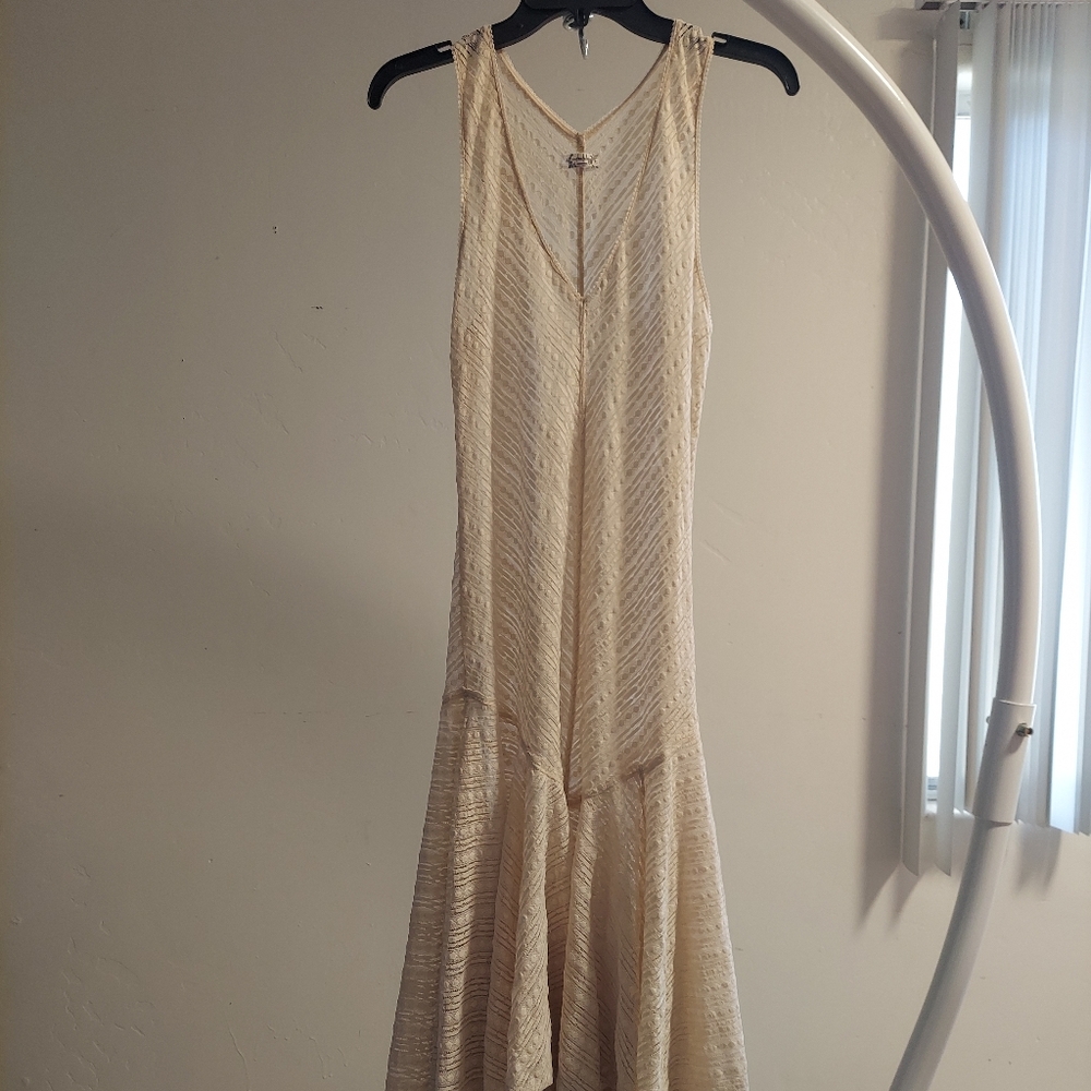 Free People Lila Ivory Asymmetrical Slip Dress SzS